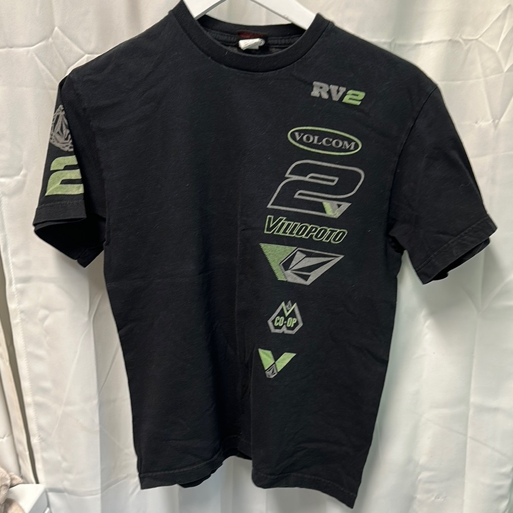 Volcom Black Tee with Green Accents